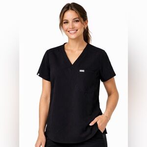 FIGS Catarina One-Pocket Scrub Top Black Women’s Small Classic Fit